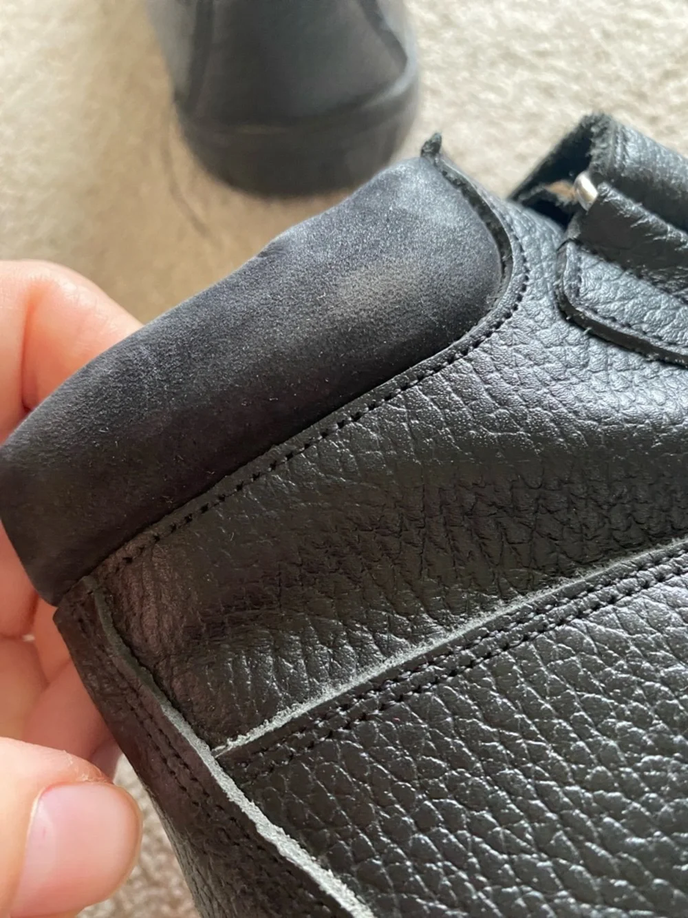 Kids Black Leather Velcro Shoes